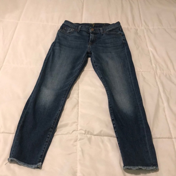 7 for all Mankind Skinny ankle leg blue jeans w multiple pockets and zipper - Picture 1 of 6